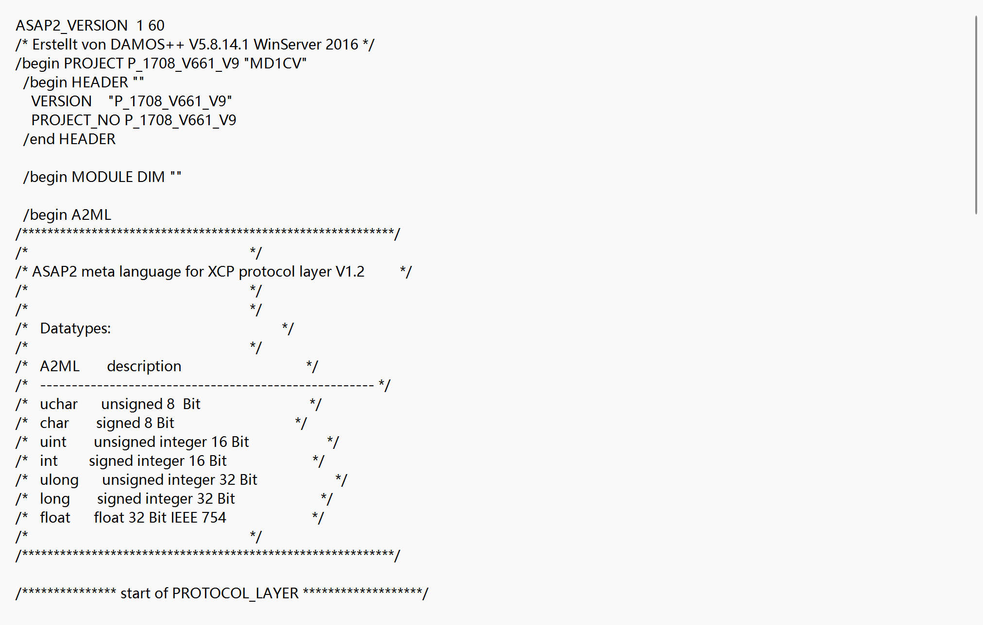 SINOTRUK MD1 P1708 V661 V9 — MD1CE100 файл калибровок A2L